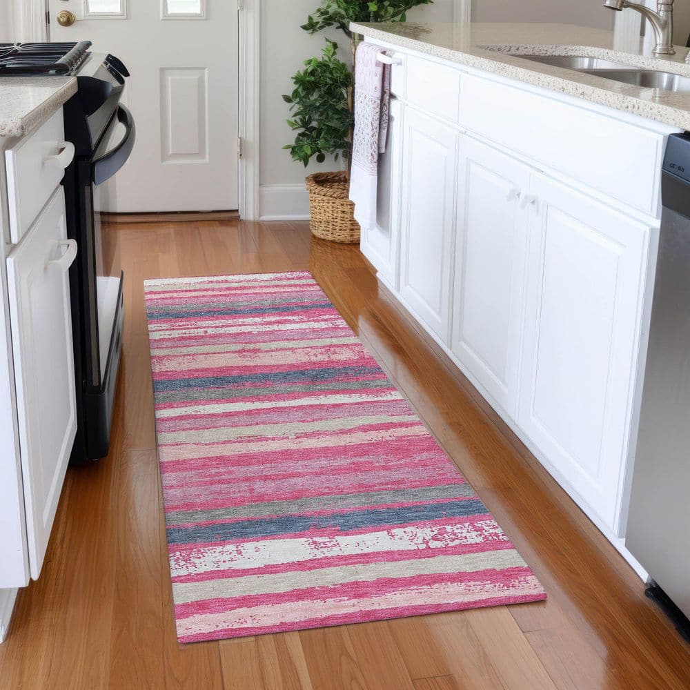 Mayfield Premium Machine Washable Abstract AMF1019 Pink 2 ft. 3 in. x 7 ft. 6 in. Runner Rug price history on PriceWatchPro