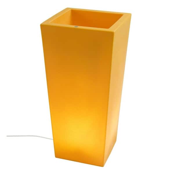Filament Design Twist Production 32 in. Yellow Outdoor Lighted Planter