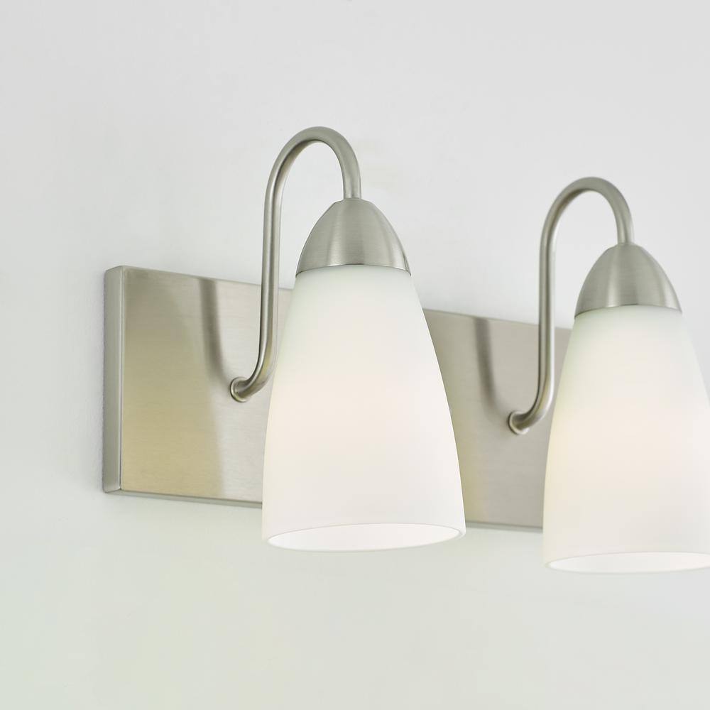 Seville Modern Brushed Nickel Two-Light Vanity Fixture