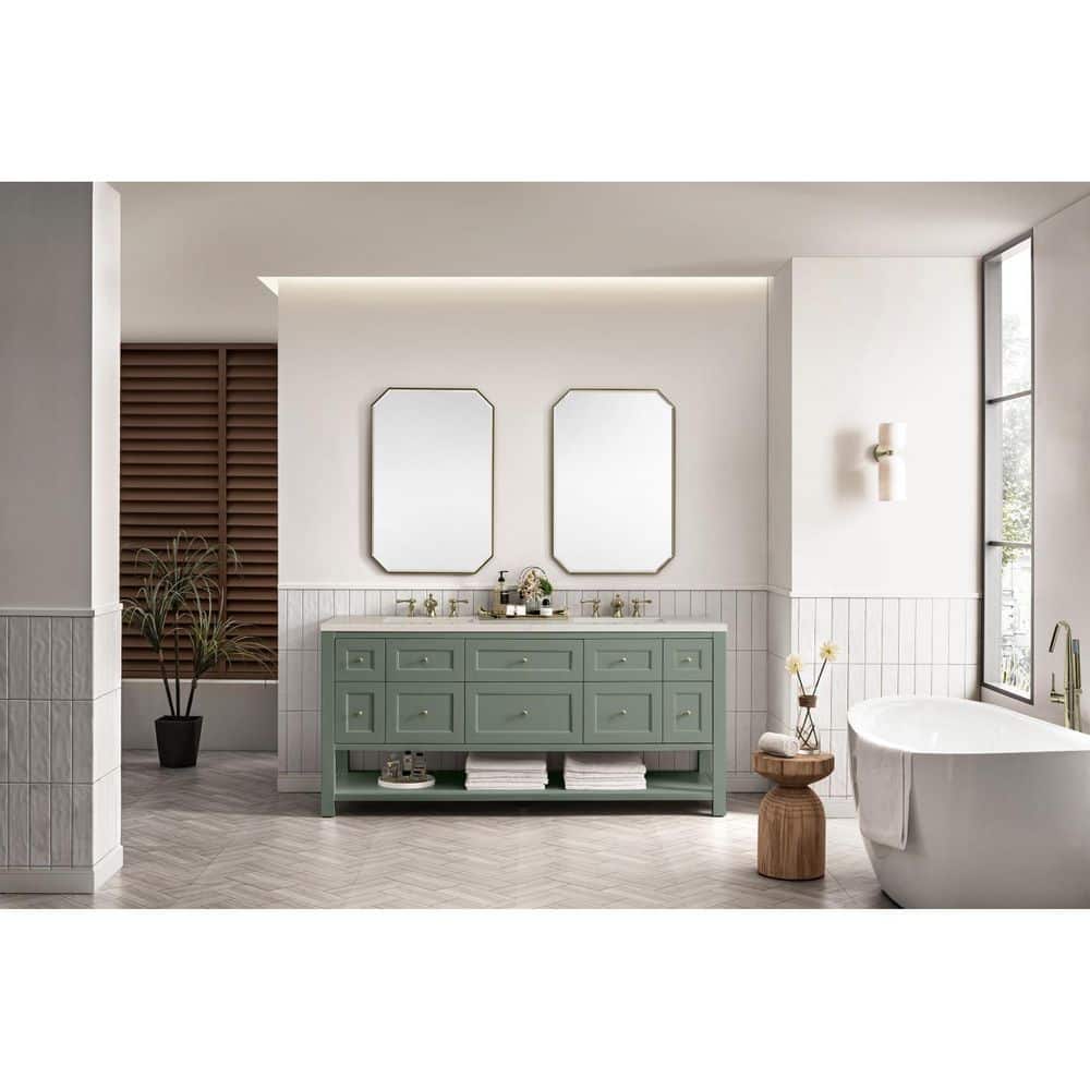 Breckenridge 72.0 in. Double Bath Vanity in Smokey Celadon with Siberian Wireless Charging Quartz Top price history on PriceWatchPro