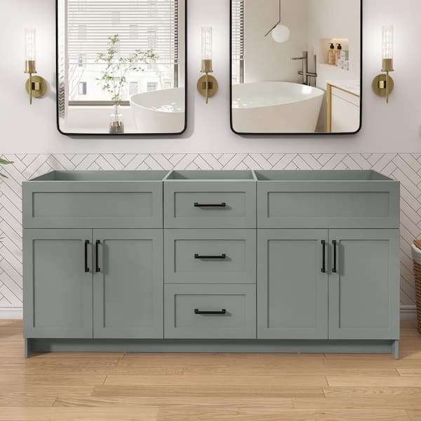 Mox 72 in. W x 21.5 in. D x 33.5 in. H Freestanding Bathroom Double Vanity Cabinet without Top in Sky Gray Unassembled