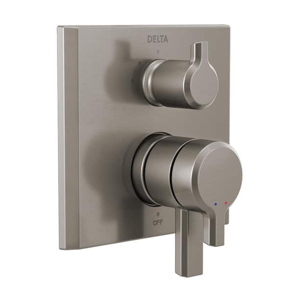 Delta Pivotal 2-Handle Wall-Mount 3-Setting Integrated Diverter Trim Kit in Lumicoat Stainless (Valve Not Included)