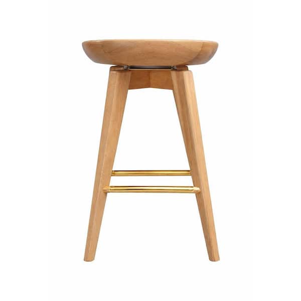 Boraam Bali 24in. Product Height Backless Wood Swivel Stool in