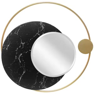 Moon Phase 19.5 in. W x 19.5 in. H Gold Metal Wall Mirror