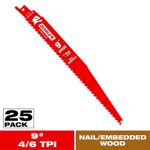 DIABLO 9 in. 8/14 TPI Bi-Metal Reciprocating Saw Blades for General Purpose Cuts (25-Pack)