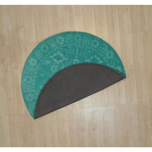 Green 8 ft. Hand-Tufted Wool Traditional Overdyed Rug Round Area Rug