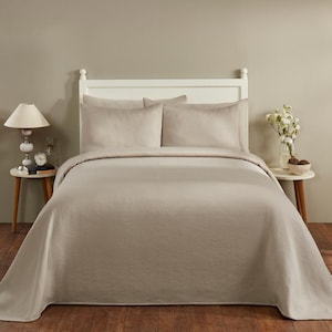 Sophia 3-Piece Tan Full/Double Diamond Design Bedspread Set