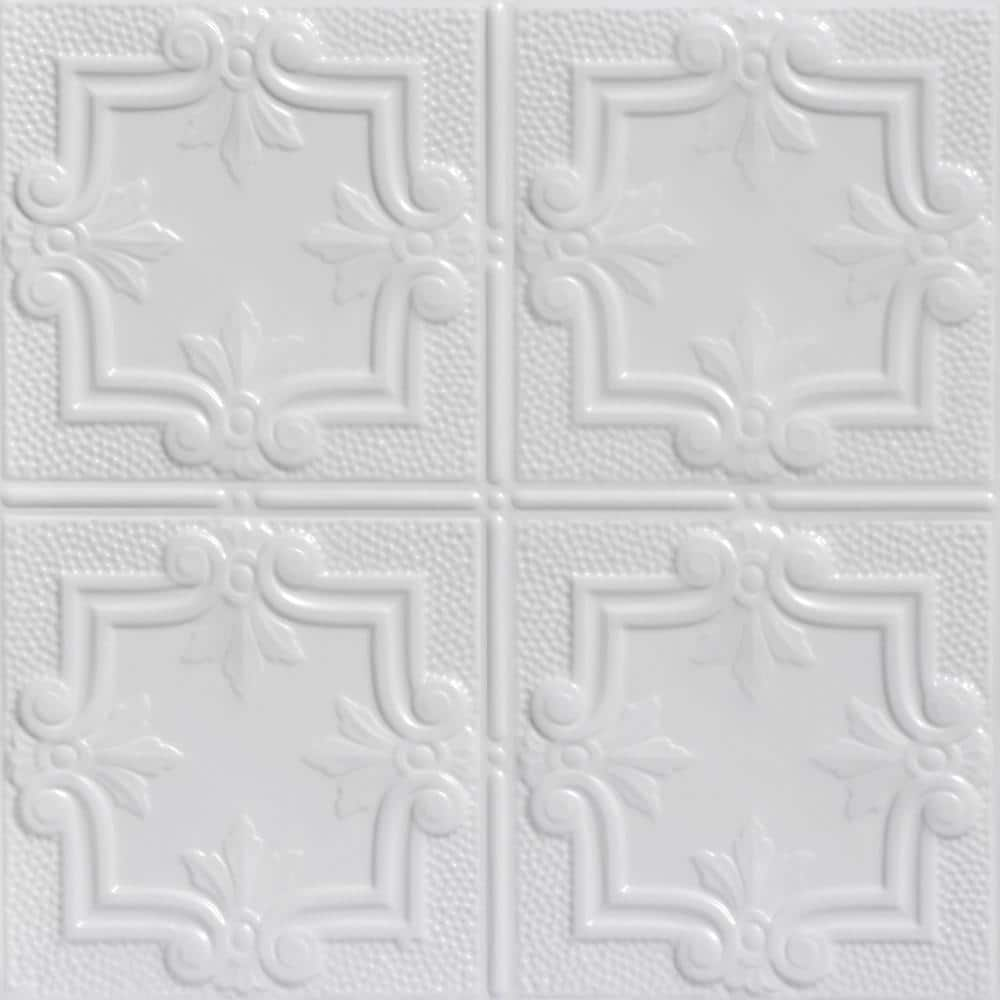 FROM PLAIN TO BEAUTIFUL IN HOURS Antoinette White 2 Ft X 2 Ft   White From Plain To Beautiful In Hours Drop Ceiling Tiles Skpc321 Wh 24x24 D 6 64 1000 