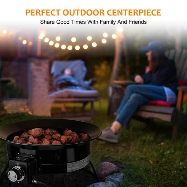 Outland Living Kootenay 19 in. Portable Outdoor Steel Propane GAS Fire Pit with Cover and Carry Kit, Enamel