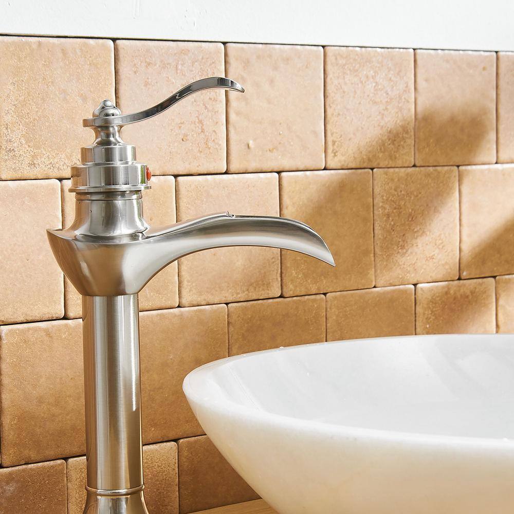 Brushed Nickel High Arc Single Handle Bathroom Faucet