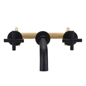 8 in. Widespread Double-Handle Wall Mounted Bathroom Sink Faucet in Matte Black