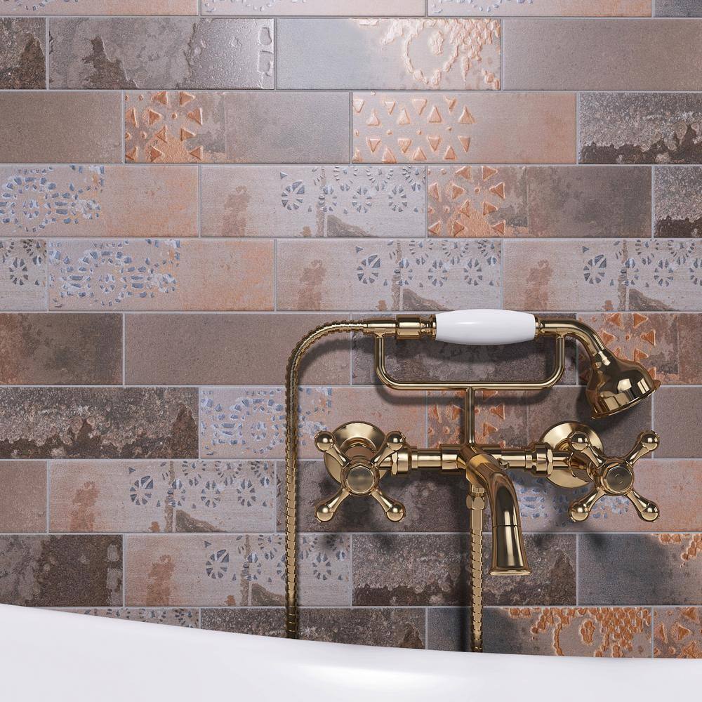 Mud Brown and Yellow Matte Porcelain Subway Tile