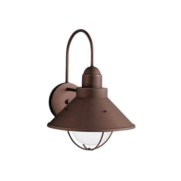 KICHLER Seaside 14.25 in. 1-Light Olde Bronze Outdoor Hardwired Barn Sconce with No Bulbs Included (1-Pack)