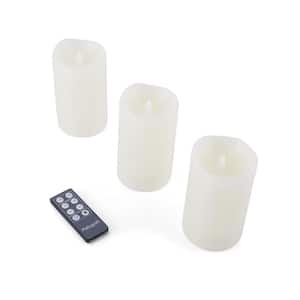 Set of 3 3 in. x 5 in. Realistic LED Wax Pillars, White