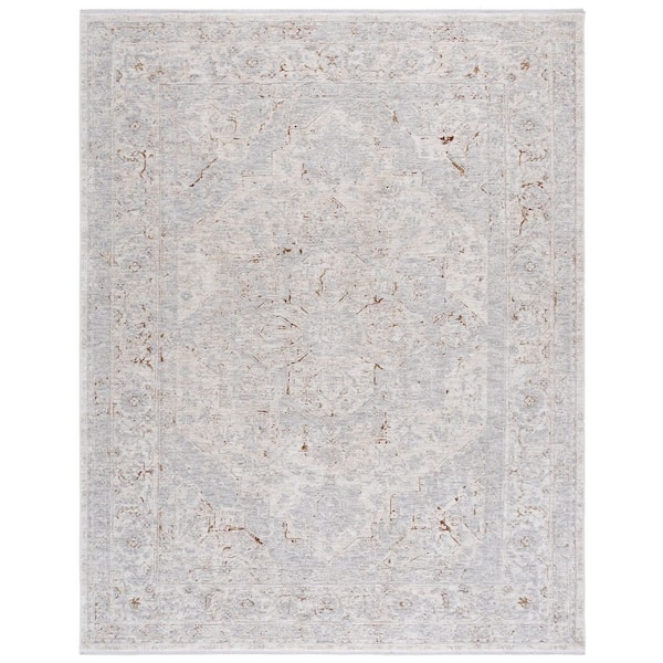 Garnet 9 ft. x 12 ft. Ivory/Gray Rust Ornate Medallion Area Rug
