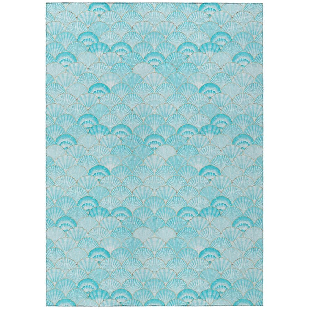 Surfside 5 ft. x 7 ft. 6 in. Blue Geometric Indoor/Outdoor Area Rug