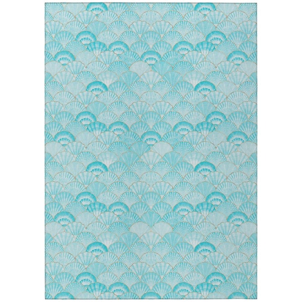 Addison Rugs Surfside 5 ft. x 7 ft. 6 in. Blue Geometric Indoor/Outdoor Area Rug