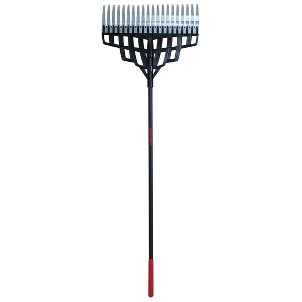 25-Tine Heavy Duty Leaf Rake, 18" Wide Adjustable 3ft To 5ft Metal Garden Rake For Lawns, Shrubs, Pine Needles
