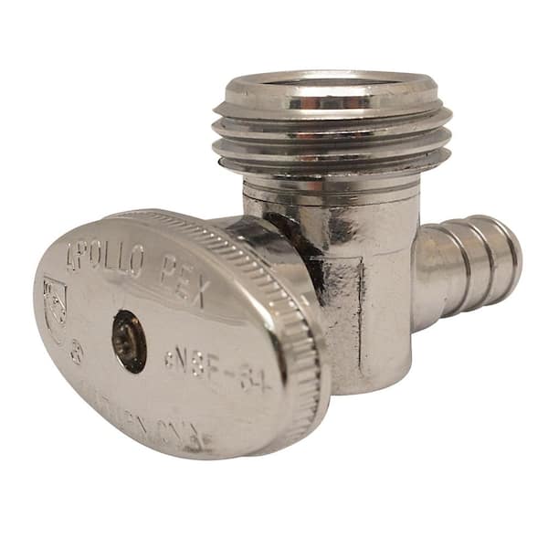Apollo 1/2 in. Chrome-Plated Brass PEX-B Brass Barb x 3/4 in. Machine Hose Thread Angle Stop Valve