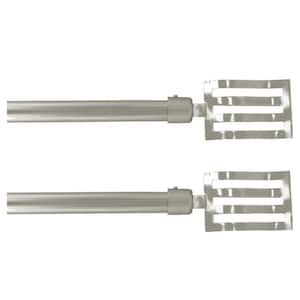 50 in. - 82 in. 2 Adjustable 3/4 in. 2 Single Window Curtain Rods in Silver with Finials