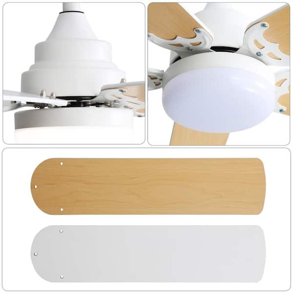 42 in. Indoor Energy Saving White Ceiling Fan 5-Blades Noiseless Reversible Dc Motor Remote Control with LED Light