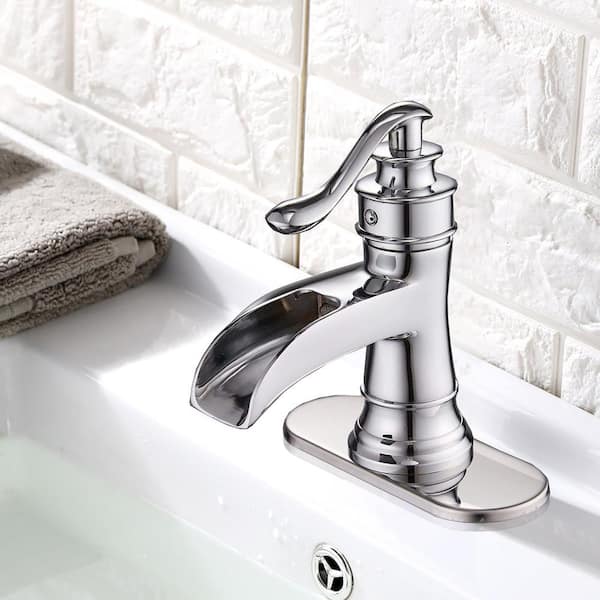 Single Hole Single-Handle Sleek Stylish Bathroom Faucet in Polished Chrome (Valve Included)