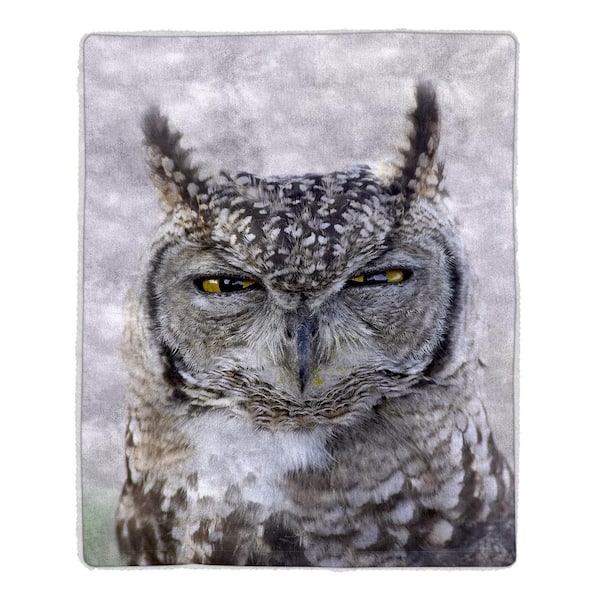 Multi-Color Owl Print Sherpa Fleece Blanket