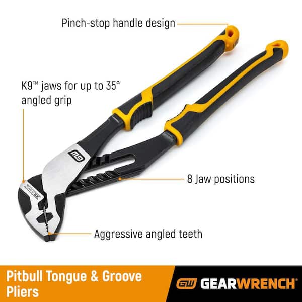 Pitbull K9 Straight Jaw Dual Material Tongue and Groove Pliers Set (3-Piece)