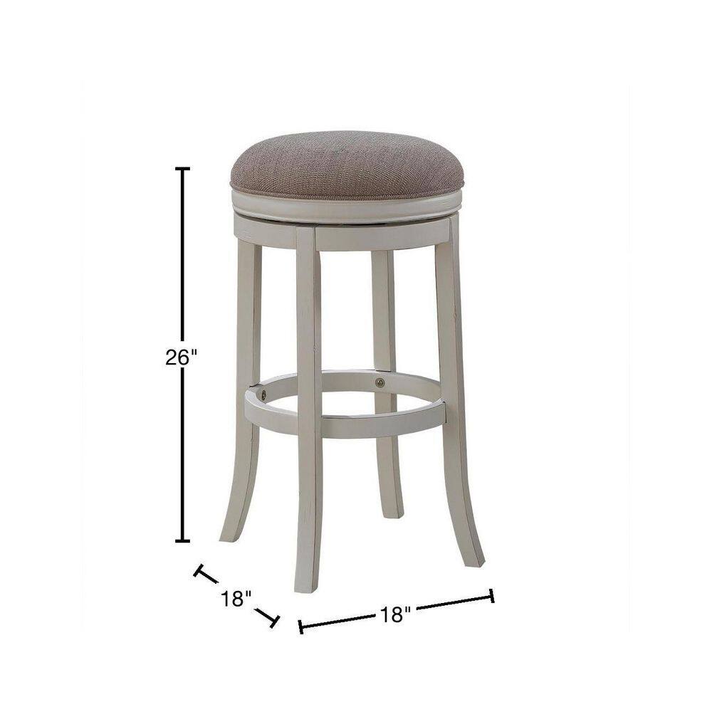 Transitional 26'' Swivel Backless Counter Stool in Antique White and Light Brown
