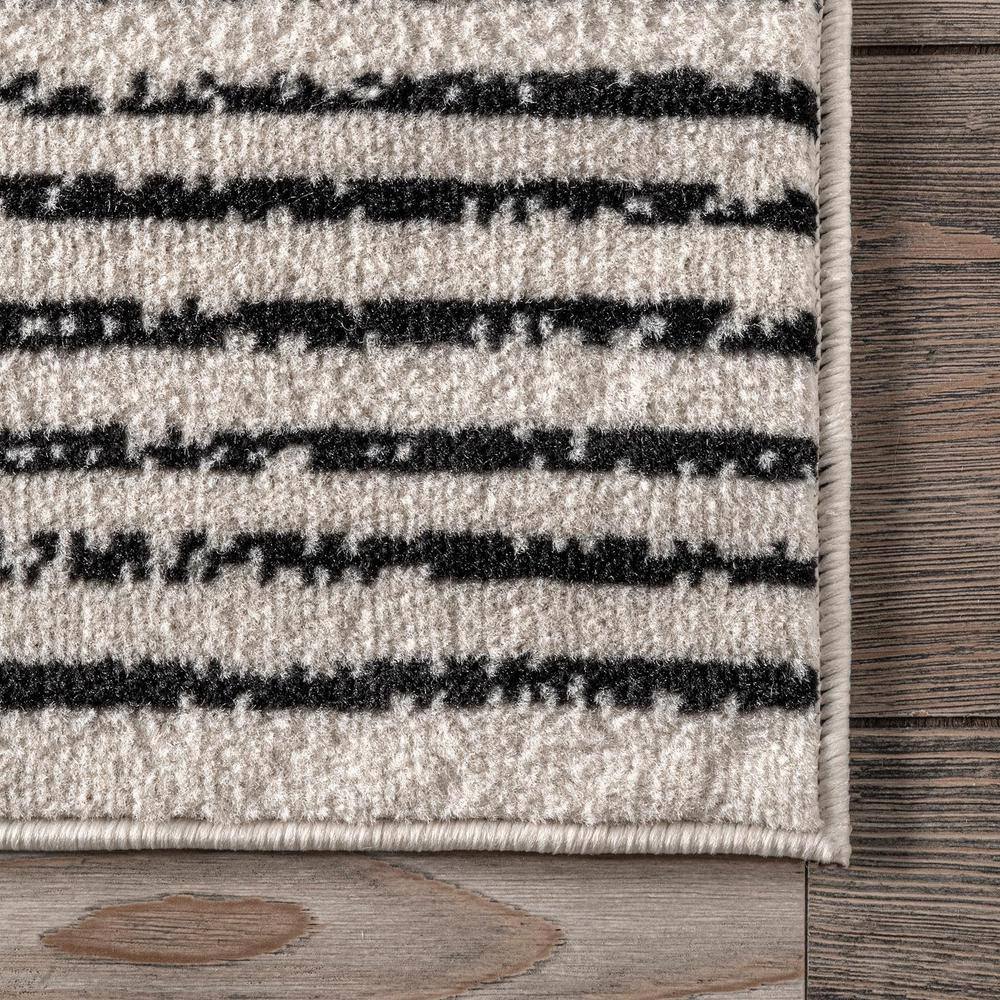 Romina Gray and Black Synthetic Rectangular Area Rug
