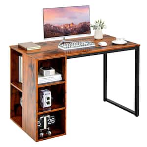 45 in. Rustic Brown Home Office Computer Desk Laptop Table Writing Workstation with 5 Cubbies