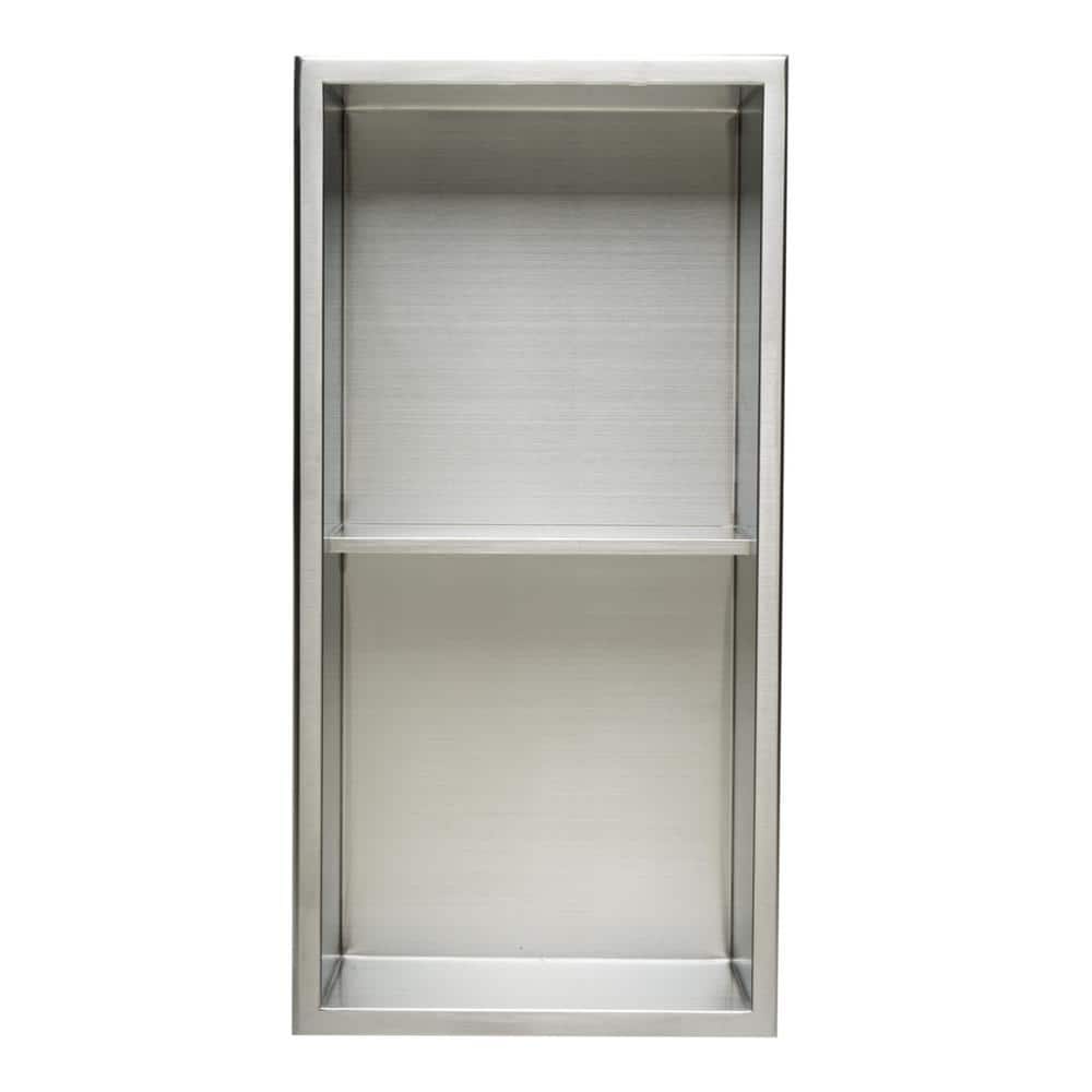Brushed Stainless Steel Double Shelf Shower Niche