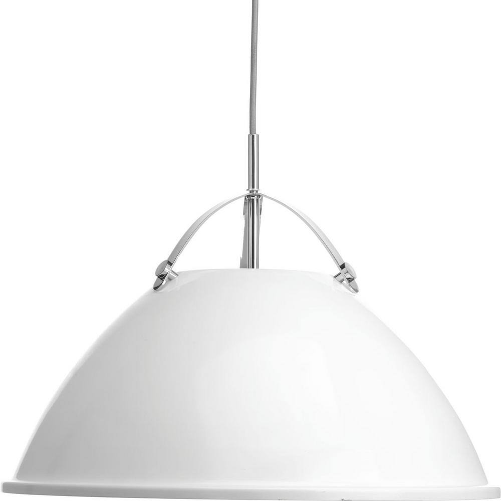 White and Brushed Nickel 20" Dome Pendant Light