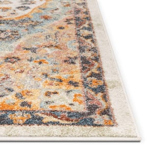 Rodeo Waco Vintage Bohemian Eclectic Medallion Botanical Beige 2 ft. 3 in. x 7 ft. 3 in. Runner Area Rug