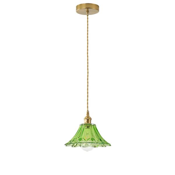aiwen 40-Watt 9.17 in. 1-Light Vintage Green Pendant Light Kitchen