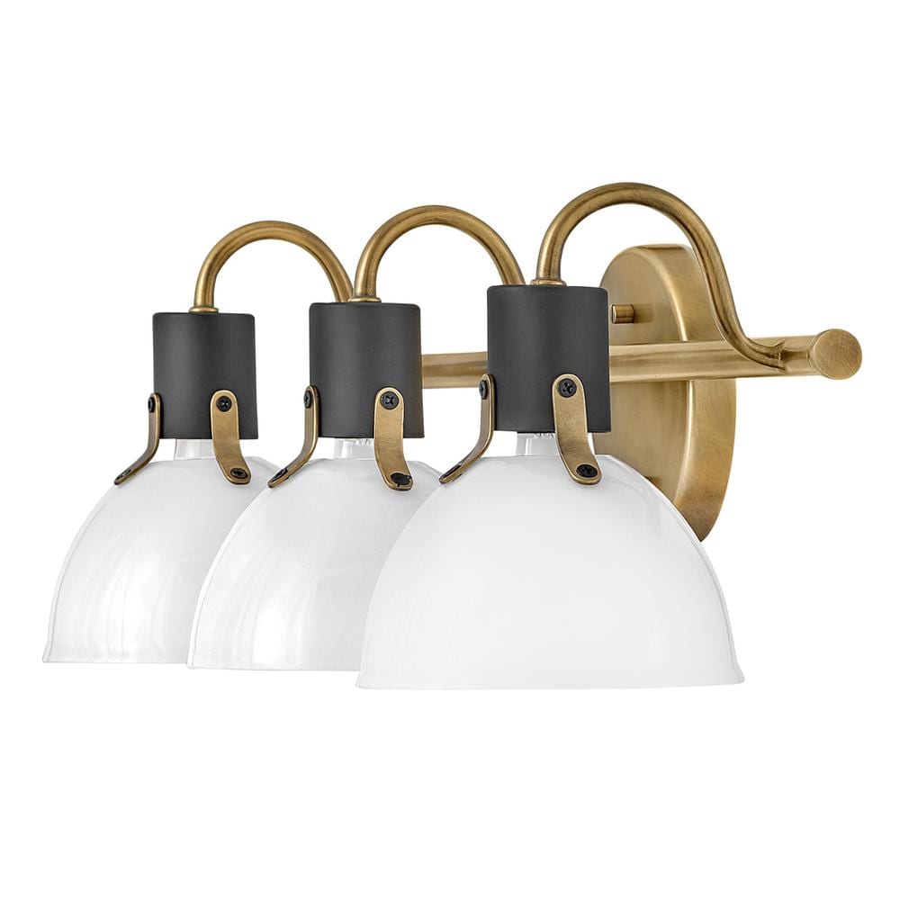 Heritage Brass and Black 3-Light Dimmable Outdoor Vanity Light