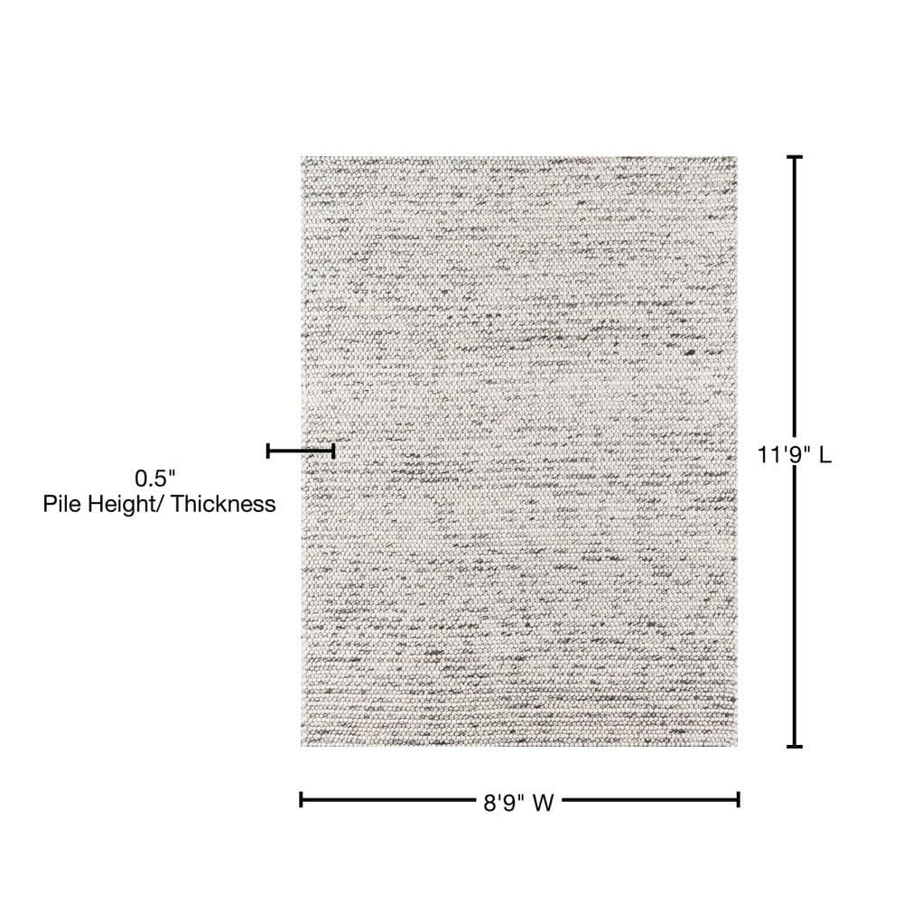 Handmade Blue and Ivory Wool Viscose Striped Rug, 8'9" x 11'9"