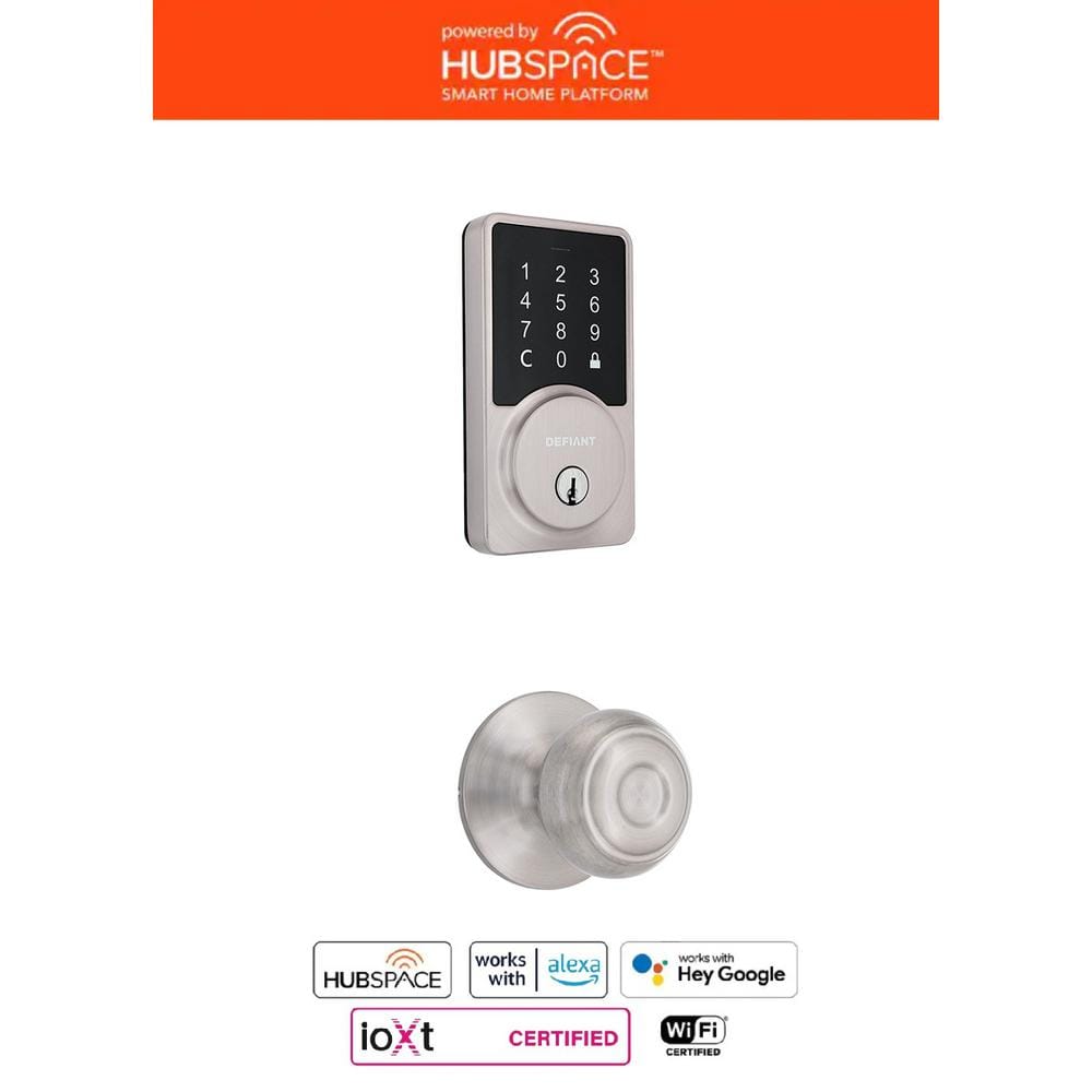 Hubspace Satin Nickel Square Pincode Deadbolt with Hartford Hall/Closet Doo