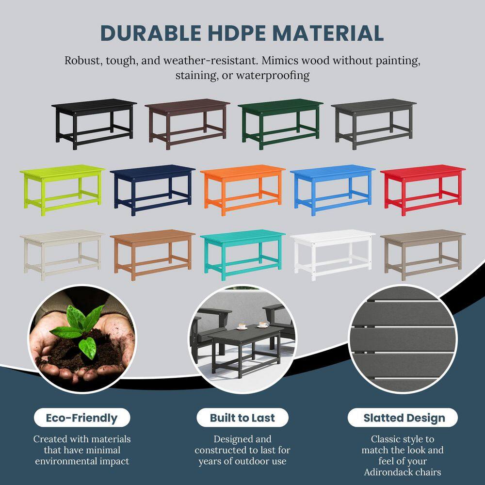 Gray HDPE Plastic Adirondack Outdoor Coffee Table
