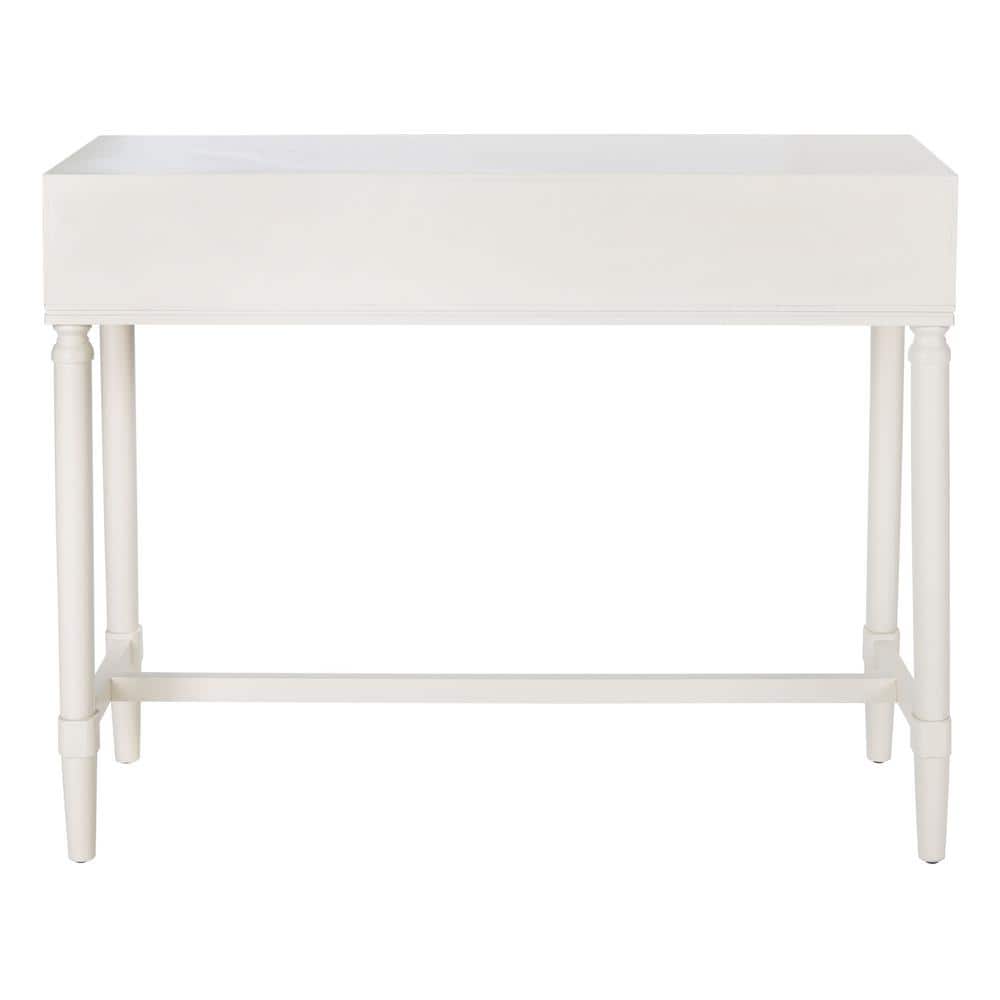 Riviera Elegance White 2-Drawer Carved Console Table with Storage