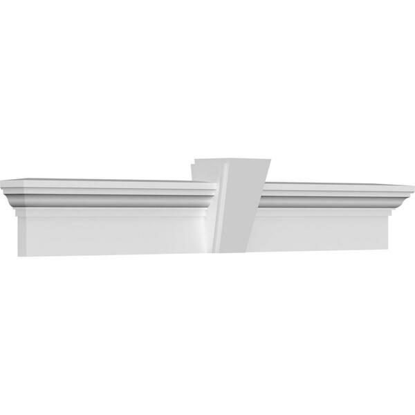 Ekena Millwork 1 in. x 54 in. x 6 in. Polyurethane Crosshead Moulding with  Deco Keystone CRH06X54KA - The Home Depot