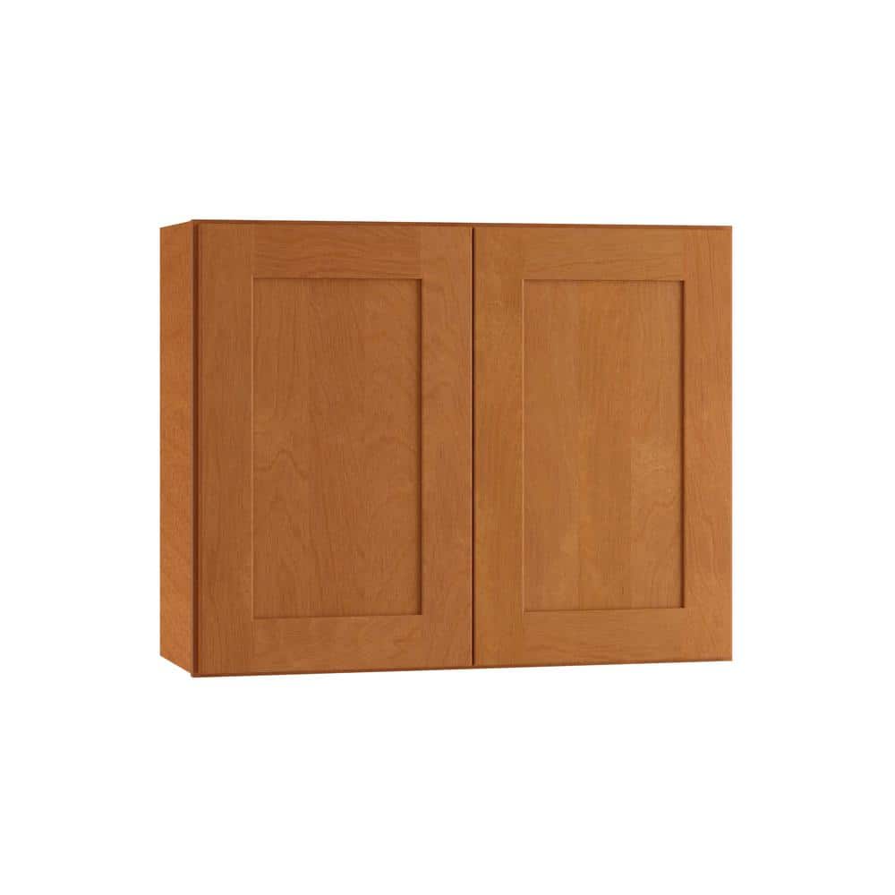 Hargrove Cinnamon Stain Plywood Shaker Assembled Wall Kitchen Cabinet Soft Close 30 in W x 12 in D x 24 in H