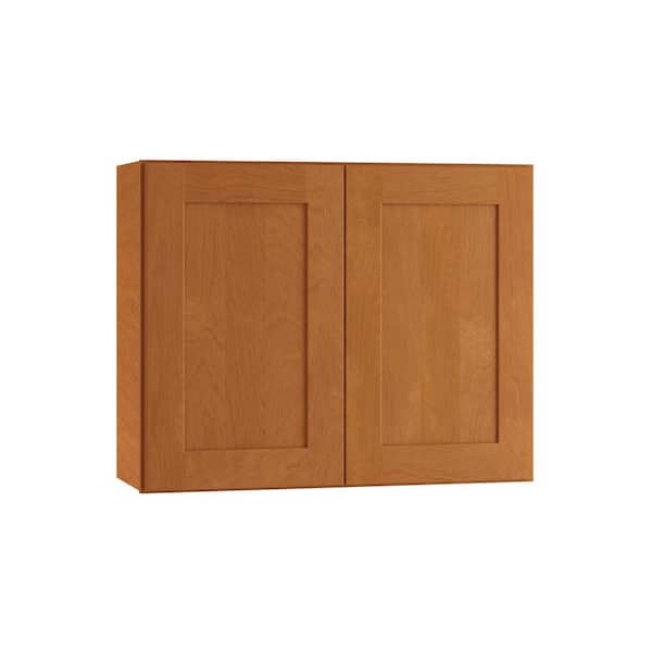Home Decorators Collection Newport 30 in. W x 12 in. D x 24 in. H Assembled Plywood Wall Bridge Kitchen Cabinet in Cinnamon with Soft Close