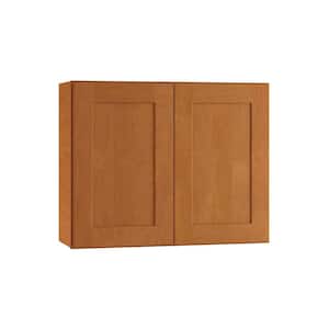 Hargrove Cinnamon Stain Plywood Shaker Assembled Wall Kitchen Cabinet Soft Close 30 in W x 12 in D x 24 in H