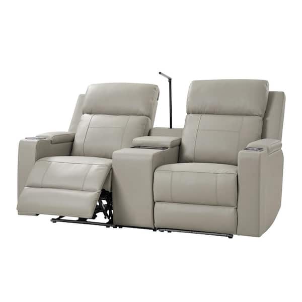 Daniel DOVE Traditional 71.26 in. W Genuine Leather Home Theater Power Sofa with Storage Space