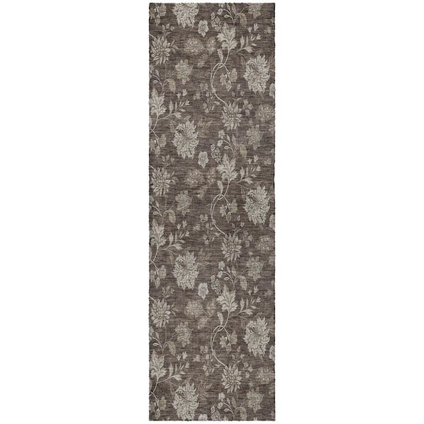 Dream Shag Premium Machine Washable Abstract ADS680 Chocolate 2 ft. x 7 ft. Runner Rug