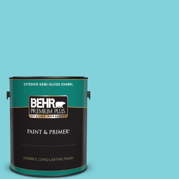 BEHR PREMIUM PLUS 1 gal. #P470-3 Sea of Tranquility Semi-Gloss Enamel Exterior Paint & Primer