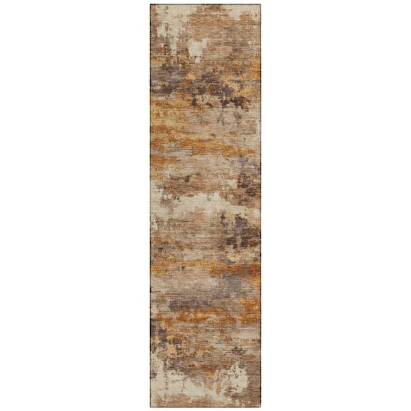 Chantille Machine Washable Indoor/Outdoor Abstract ACN2810 Brown 2 ft. x 7 ft. Runner Rug
