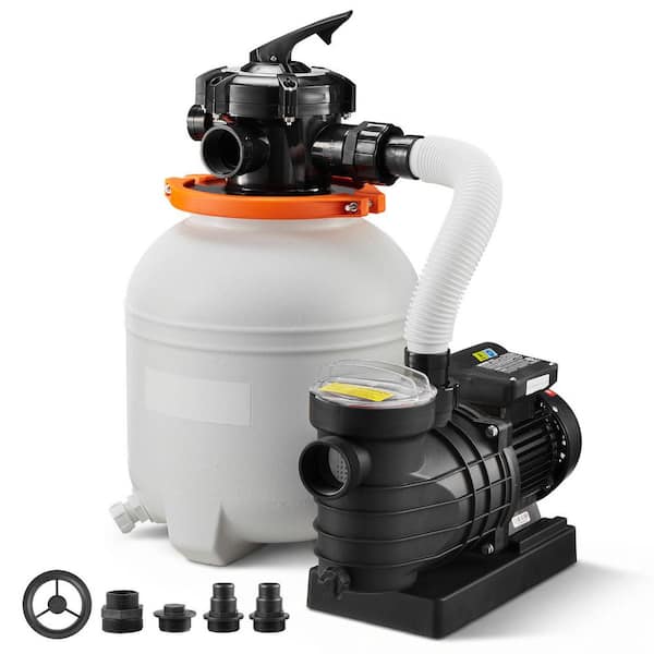 13 in. 0.75 HP Above Ground Pool Sand Filter Pump with 6-Way Valve, 3500 GPH