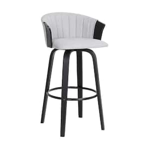 30 in. Gray and Black Low Back Metal Frame Bar Stool with Fabric Seat